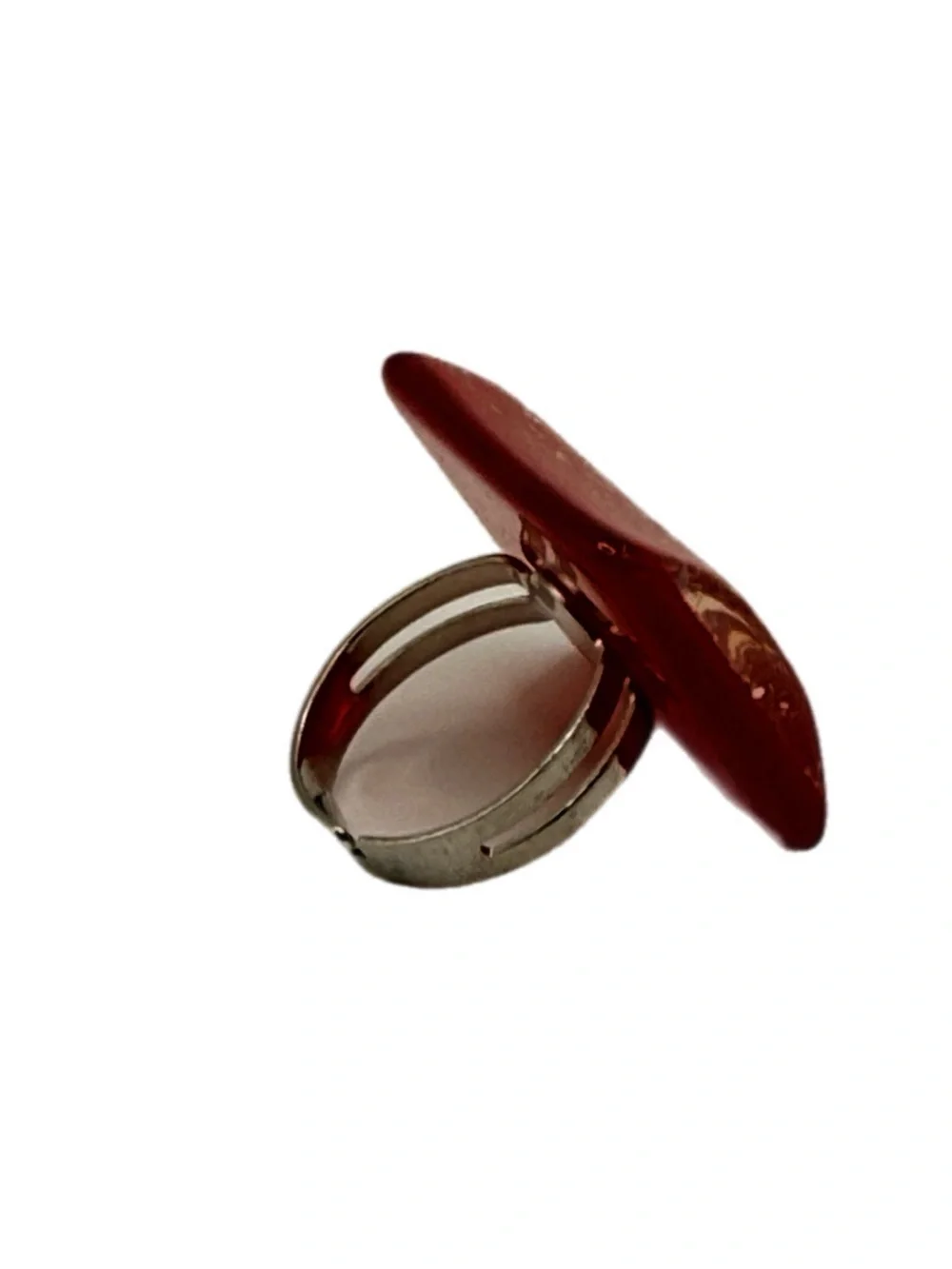 Red Glitter Square Acrylic Statement Ring Adjustable